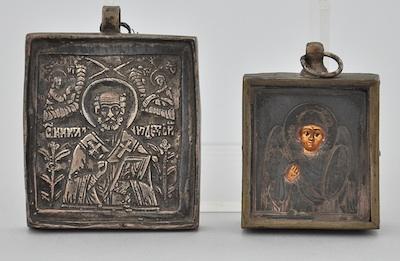 Two Russian Silver Miniature Icons One