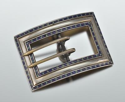 A Sterling Silver and Enamel Belt Buckle