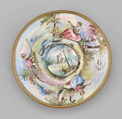A Small French Enameled Plate Of
