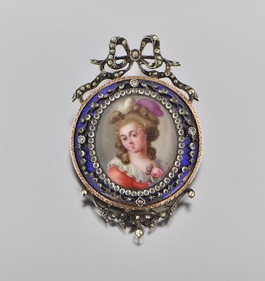 An Antique Silver and Enamel Portrait