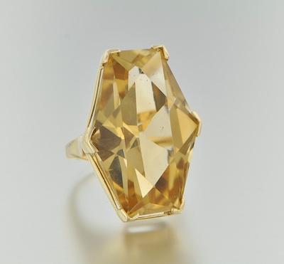 An American Modernist Citrine Ring