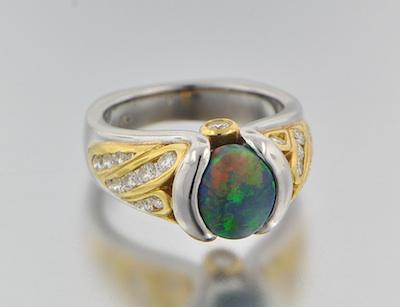 An Amazing Fiery Black Opal Platinum b64d9