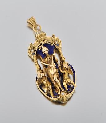 A Diamond, Enamel and Gold Figural