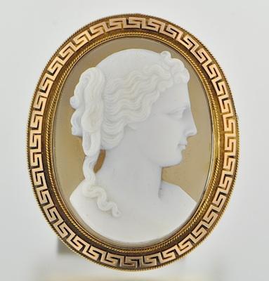 An Antique Stone Cameo Pin, ca. 1880s