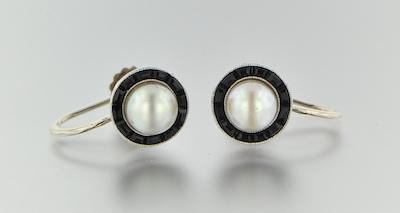 A Pair of 14k White Gold Pearl b6510