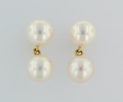 A Pair of Pearl Earrings 14k yellow b651b