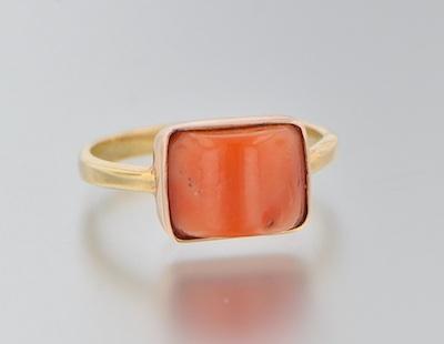 A Russian Gold and Coral Ring  b6520