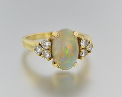 A White Opal and Diamond Ring 18k b6532