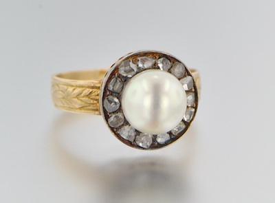 An Antique Pearl and Diamond Ring Yellow