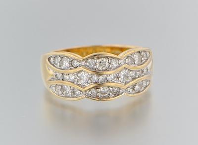 A Gold and Diamond Pave Ring 14k yellow