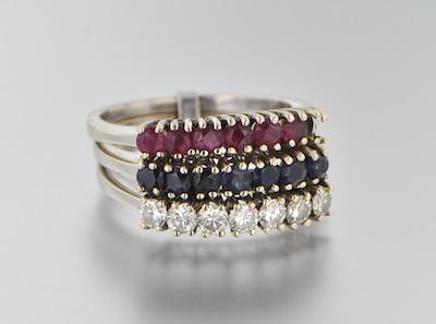 A Set of Three Ring with Diamonds,