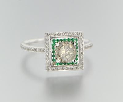 A Ladies Diamond and Emerald Ring b6577