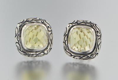 A Pair of Sterling Silver and Citrine