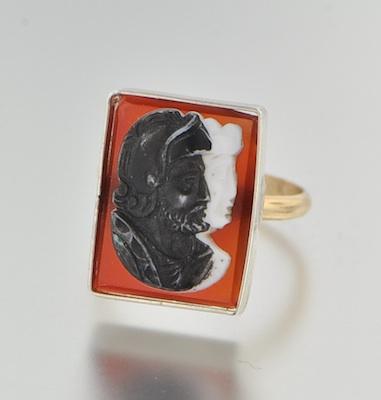 A Double Cameo Ring Carved glass