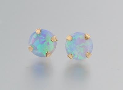 A Pair of Blue Opal Gold Ear b659c