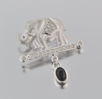 A White Gold Elephant Brooch with b65ab