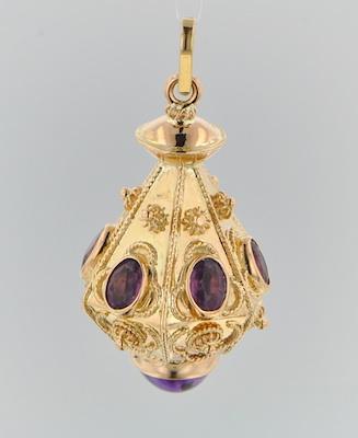 An Interesting Gold and Amethyst Pendant-Watch