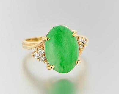 A Ladies' Jadeite and Diamond Ring