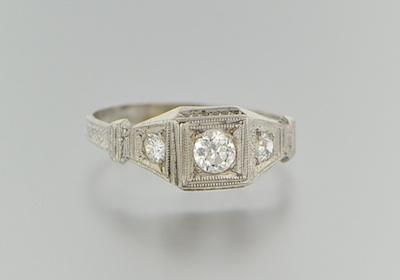 A Ladies' Deco Style Diamond Ring