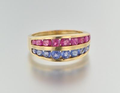A Ladies' Sapphire and Ruby Band