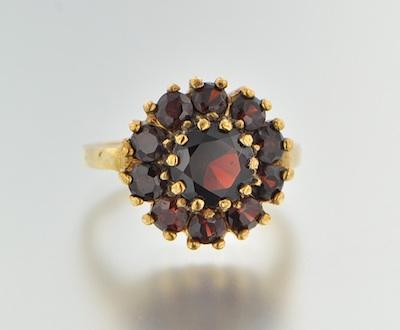 A Ladies' Garnet Cluster Ring 10k