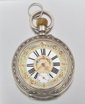 An Oversized Silver Pocket Watch Open