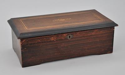 A Swiss Cylinder Music Box Wood box