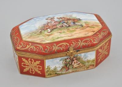 Bohemian Porcelain Scenic Box  b6625