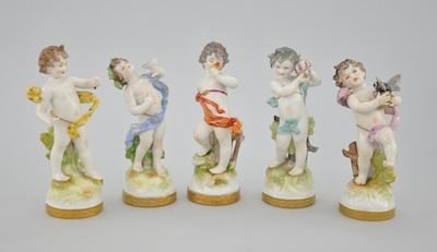 Five Volkstedt Cherub Figurines Each