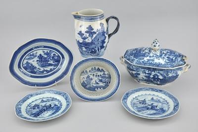 A Lot of Six Blue and White Porcelains