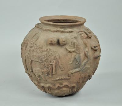 A Large Relief Earthenware Pot