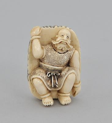 Carved Ivory Mask with Foreigner b6675