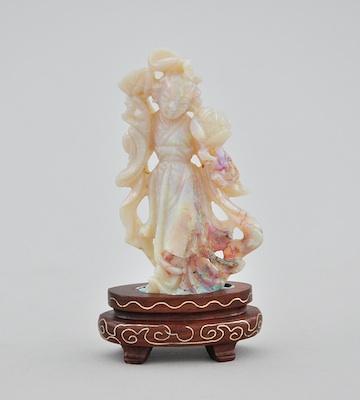 A Carved Miniature Opal Quan Yin b66a0