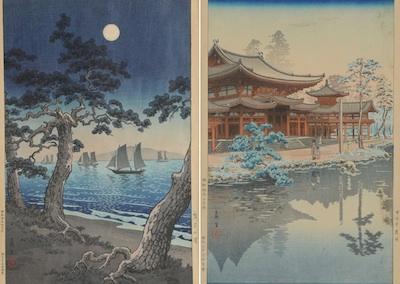 Two Japanese Woodblock Prints Landscapes  b66aa
