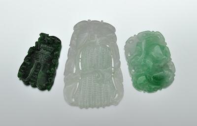 A Lot of Three Jadeite Carvings