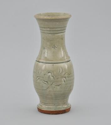 A Celadon Glazed Vase Thickly potted