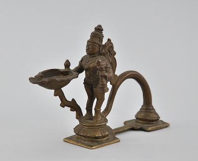 An Indian Patinated Figural Oil b66c3
