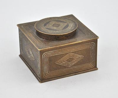 A Tiffany Studios Cast Bronze Inkwell b66cc