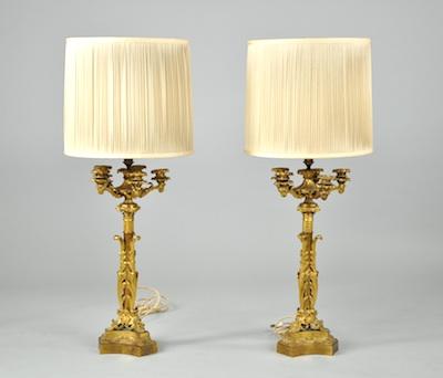 A Pair of Ormolu Lamps Gilt bronze b66e6