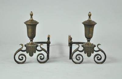 A Pair of Antique Andirons With