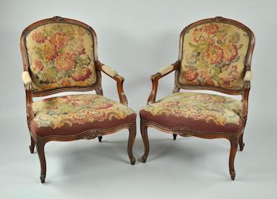 A Pair of Louis XV Style Fauteuils