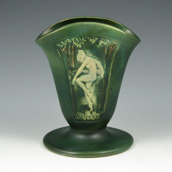 Roseville Panel fan vase with nudes b7136