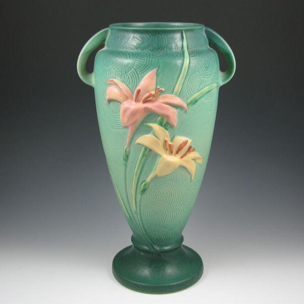 Roseville green Zephyr Lily vase.  Marked