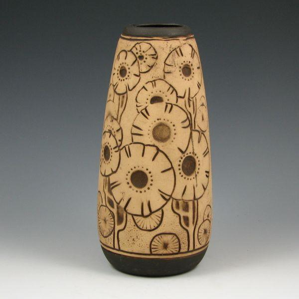 Weller Burntwood vase with stylized