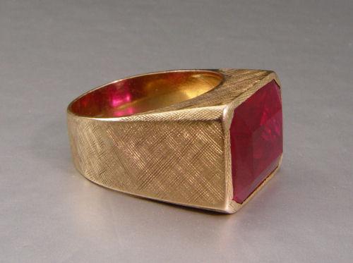 14K YELLOW GOLD SYNTHETIC RUBY b7efa