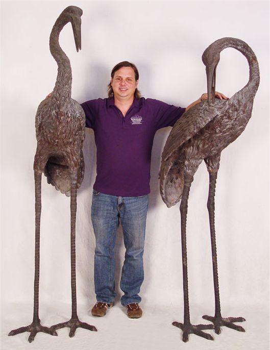 OVER 6 FT TALL CAST METAL HERON
