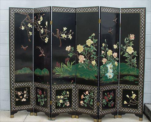 CHINESE 6 PANEL INLAY CARVED b7f20