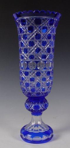 BOHEMIAN GLASS COBALT CUT TO CLEAR