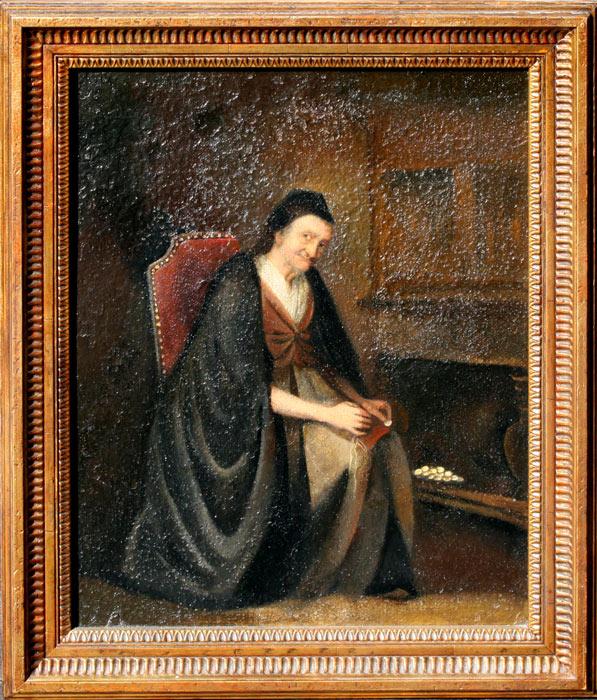 EARLY PAINTING OF ELDERLY WOMAN b7fd8