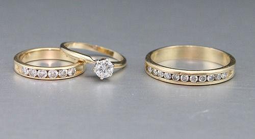 3 PIECE DIAMOND WEDDING SET 14K b8004